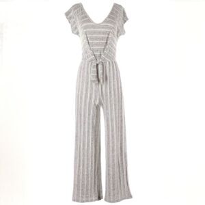 Anthropologie Caution To the Wind Gray V-neck Jumpsuit